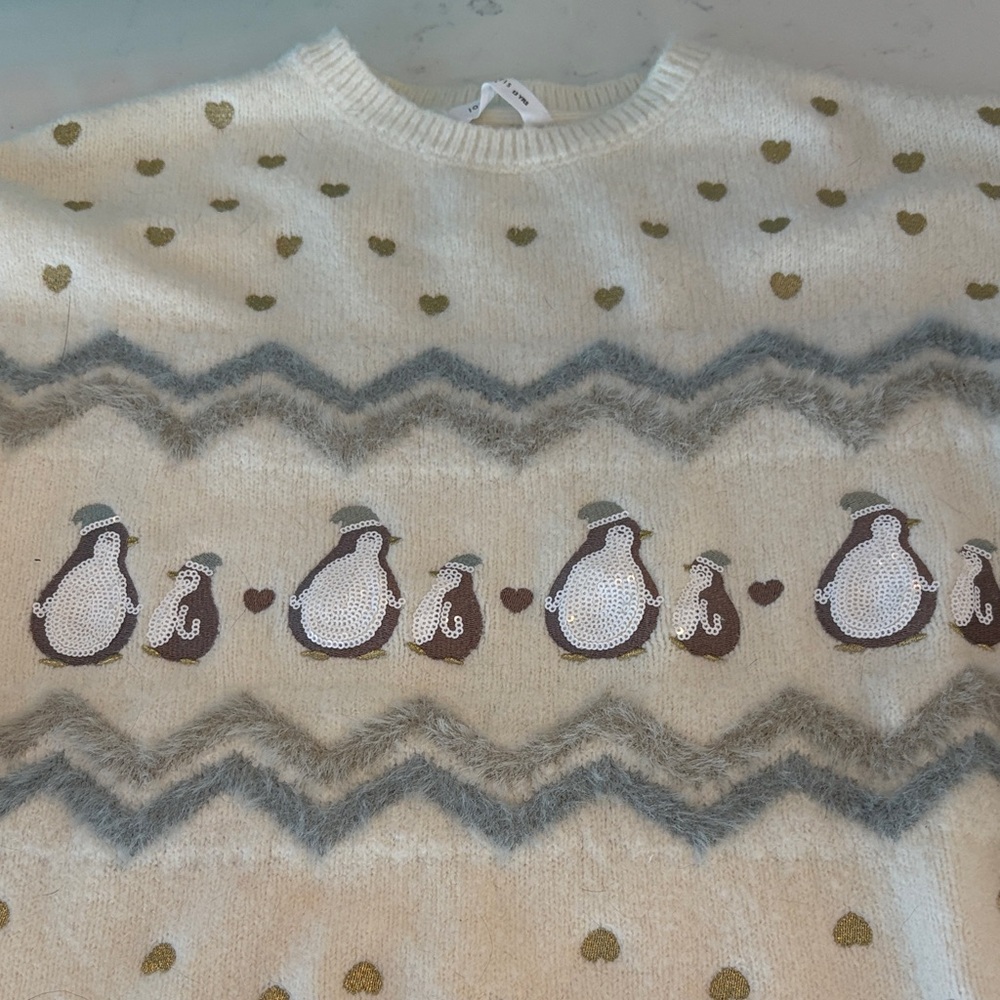 Cozy Cream Penguin Sweater